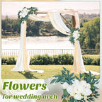 Thiccywoov 4 Pcs Wedding Arch Flowers and Drape Kit Include 2 Artificial Floral Swag and 2 White Chiffon Drapes, Faux Flower Set for DIY Wedding Party Reception Ceremony Backdrop Rose Decoration - Image 4