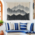 IOWER Macrame Wall Hanging Black Dip Dyed Boho Wall Art 27" W x 19" L by IOWER