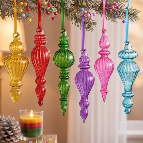 Sotiff 6 Pcs Vintage Glass Christmas Ornaments, Multicolor Mercury Finial by Sotiff