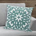 Alysheer Embroidered Decorative Throw Pillow Cover 20"x 20", 1pc Aqua Blue - Image 2