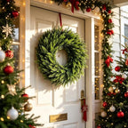 Cllayees Christmas Wreaths for Front Door 26" Large Cedar Wreath - Image 4
