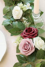PONATIA 5FT Burgundy Artificial Flowers Garland - Image 6