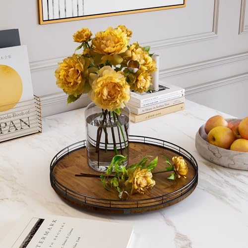 AMH 16-Inch Farmhouse Oak Lazy Susan Organizer, Walnut Finish - Image 3