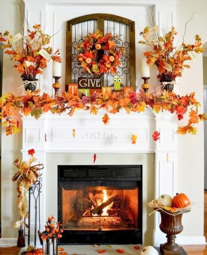 6pack Fall Garland Maple Leaf Garland 6 Ft/Piece Artificial Fall Maple Leaves Garlands Hanging Vine Faux Autumn Foliage Thanksgiving Decor (6 Pack, 6Ft/Piece) - Image 2