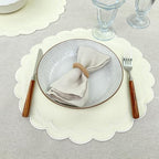 Linen Cotton Placemats Set of 4 Scalloped Flower Embroidery Place Mats 15'' Natural Linen Texture Fabric Machine Washable Table Mats for Restaurant Kitchen,Table Decor(Butter Yellow) - Image 4