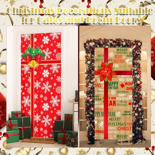 Preboun 6 Pcs Christmas Door Cover Decoration Hanging House Window Cover Gift Box Bow Christmas Outdoor Sign for Home Wall Indoor Party Decorations 78 x 35 inches - Image 3