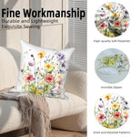 4 Pcs/Set Floral Pillow Covers Wild Flowers Sage Green Leaves Colorful Plants Vintage Throw Pillow Covers for Outdoor Home Couch Sofa Bedroom Farmhouse Decorative, 22"x22" - Image 2