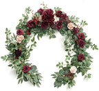 Ling's moment Flower Garland, 6FT Eucalyptus & Rose Marsala & Blush by LingsMoment