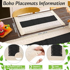 Boho Table Runner and Placemats Set, 6 Sets, Black A, 12x72 - Image 3