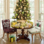 Christmas Chair Covers Set of 6 Xmas Tree Snowflakes Buffalo Plaid Stretch Parsons Chair Slipcovers for Winter Christmas Dining Room Decor Chair Seat Protectors(Christmas Red,6PCS) - Image 2