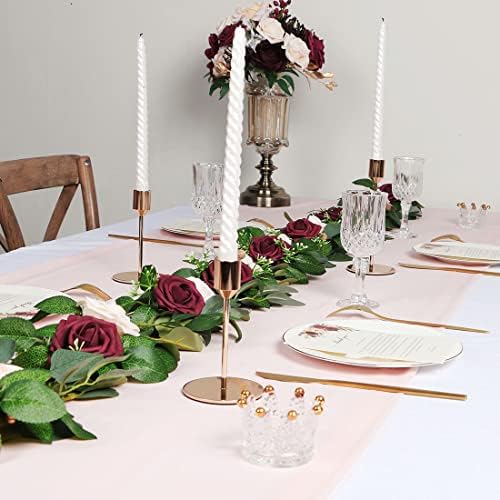 PONATIA 6FT BurgundyArtificial Flowers Eucalyptus Garland - Image 4