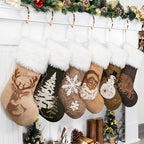 GEX Christmas Stockings 6 Pack for Family Soft Suede with Rope Stitch Embroidery Large 20" Fluffy Faux Fur Rustic Farmhouse Country Stockings for Xmas Fireplace Decoration (Set of 6) - Image 2