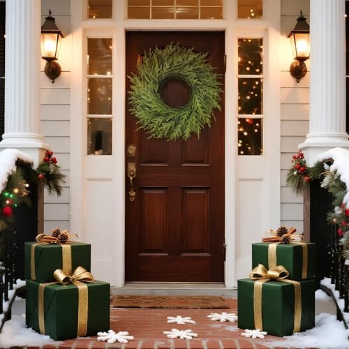 26" Artificial Norfolk Pine Wreath, Christmas Greenery for Front Door Decor - Image 2