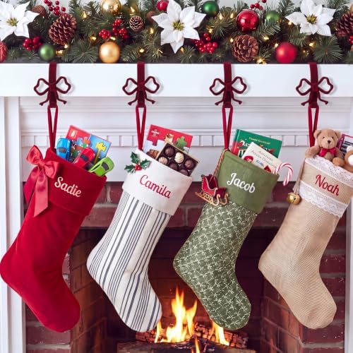4 Pcs Burgundy Red Bow Stocking Hangers for Mantle - Image 4
