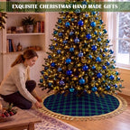 Blueweenly Christmas Tree Skirt, 48 Inch, Green and Blue Plaid - Image 6