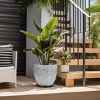 10 Inch Plant Pot - Ceramic Planter for Indoor Outdoor, Round Large Plant Pots, Modern Planter with Drainage Hole and Tray, Home Room Office Garden Decor, Gifts for Women Men, White-Black - Image 5