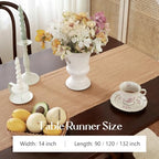 100% Pure French Linen Table Runner (Beige,14x120 Inch) - Image 5