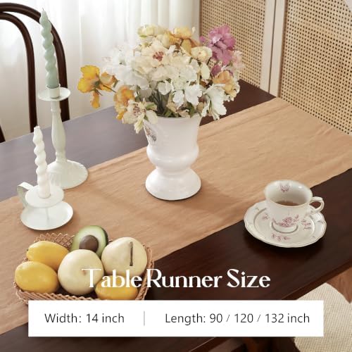 100% Pure French Linen Table Runner (Beige,14x132 Inch) - Image 5