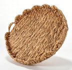 Foxtell Round Rattan Tray, 19.7" Hand Woven Basket, Large Round Ottoman Table Tray with Handles for Home and Kitchen Decorative, Breakfast, Tea, Snack, Fruit, Coffee, Storage by Unknown