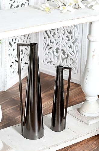 Deco 79 Metal Decorative Vase Centerpiece Vases with Handles, Set of 2 Flower Vases for Home Decoration 17", 22"H, Dark Gray - Image 4