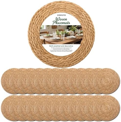13" Round Woven Placemats Set of 24, Heat Resistant Plate Chargers by XOHUYD