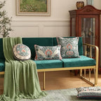 ISAENNE Vintage Linen Throw Pillow Cover,Set of 2,Diameter 16"-Naples B - Image 6