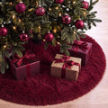 Burgundy Red Faux Fur Christmas Tree Skirt 60 Inch Plush Tree Skirt by Skylety