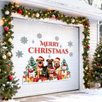 Christmas Garage Door Decorations Magnets Merry Christmas Dogs Garage Door Magnet Stickers with Cute Dogs Snowflake Fridge Stickers Decals for Xmas Party Winter Holiday Metal Door Car Refrigerator - Image 2