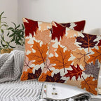 Fall Velvet Pillow Covers 20x20 Set of 2, Burnt Orange Autumn Colored Maple Leaves Harvest Holiday Decorative Throw Pillowcases Seasonal Theme Farmhouse Cushion Cases Couch Sofa Bed Decor - Image 2