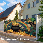 ANNA QUEEN St Patrick’s Day Garage Door Banner 6x13FT, Rainbow and Pot of Gold Garage Door Cover, Large Outdoor Irish Shamrock Decoration Backdrop for Double Garage Doors, Garden Fence & Party Photo Booth - Image 5