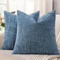decorUhome Textured Chenille Throw Pillow Covers 26x26 Set of 2 Blue by decorUhome