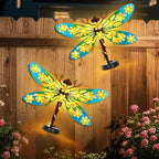 2 Pack Metal Dragonfly Outdoor Wall Decor with 30 Led Solar Lights by JJALIGHTS