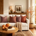 MIULEE Linen Fringe Decorative Fall Euro Pillow Covers Late Autumn 24x24 - Image 3