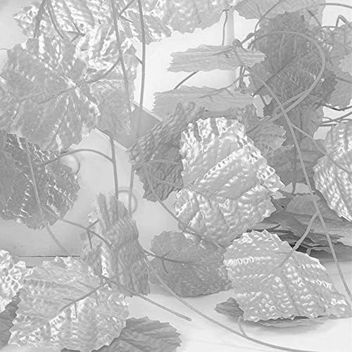 Artificial Silver Grape Leaves Ivy Vine Garland Hanging for Home Office Wall Decoration (Approx - 7 Ft. Each) (Silver, 3) - Image 2