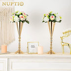 NUPTIO Pcs of 10 Fake Flower Ball Arrangement Bouquet,15 Heads Plastic Roses with Base, Suitable for Our Store's Wedding Centerpiece Flower Balls for Centerpieces Home Décor (Pink Champagne & White) - Image 2