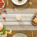 Artoid Mode 10PC Gold Stars Beige Gauze Table Runner 120 Inch 10FT, Reversible Glitter Sheer Dining Wedding Holiday Birthday Table Decor for Home Party - Image 4