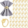 Peacoblue 60Pcs Gold Leaf Rings Holders Modern Stainless Steel Napkin Ring Holders for Table Decor Settings, Vintage Napkin Ring for Wedding Christmas Thanksgiving Day Party by PEACOBLUE