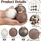 Yunlly 18 Pcs Neutral Christmas Ball Ornaments Textured Xmas Tree Decor - Image 3