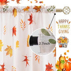 youleyar Fall Curtains for Living Room, 72 Inch Length Rod Pocket Thanksgiving Curtian Panels, Autumn Falling Maple Leaves Window Drapes for Bedroom Dining Room Drapes, 52" W x 72" L - Image 4