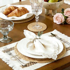 Handmade Rustic Farmhouse Boho Placemats Set, Natural Water Hyacinth Cotton Jute Woven Table Mats with Coasters & Napkin Rings for Kitchen Dining Party (4, Handmade Placemats Set of 4) - Image 7