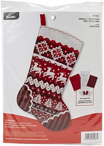 Bucilla 18-Inch Christmas Stocking Felt Applique Kit, 89066E Nordic Christmas by Bucilla