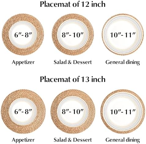 Round Woven Placemats 12 inch Set of 10 - Boho Rattan Placemats Natural Water Hyacinth Placemat, Farmhouse Weave Place Mats, Rustic Braided Wicker Table Mats for Dining Table,Home,Wedding (Pack of 2) - Image 3