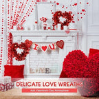 Suzile 12 Pcs Valentine Wreaths for Front Door Valentine's Day Red Heart Wreaths Decorations Tinsel Garlands with Foil Hearts Love Hanging Home Decoration - Image 6