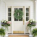 Summer Wreath for Front Door, 24 in Twig Eucalyptus Wreath - Image 2