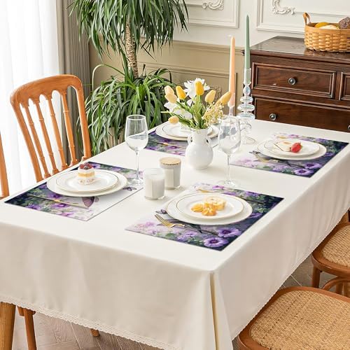 Hummingbird Spring Placemats Set of 6, 12x18 Inch Summer Bird Table Place Mat Floral Flower Washable Non-Slip Heat Resistant Fabric Placement Mats for Dining Kitchen Indoor Outdoor Decor - Image 7