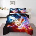 Ice Hockey Comforter Set Queen, Puck Hockey Player Bedding Sets for Kids Boys Girls Teens, Red Blue Lightening Duvet Insert, Winter Sports Game Down Comforter Bedroom Decor for All Season, 3 Pieces by Erosebridal