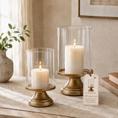 Apsways Hurricane Glass Candle Holders for Pillar Candles, Set of 2 by Apsvwys