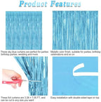 12 Pack Party Decorations, 3.28 FT x 7.05 FT Sky Blue Curtains, Metallic Party Streamers Photo Booth Backdrop Foil Fringe Curtains, Light Blue Winter Wonderland Backdrop Birthday Decor - Image 4