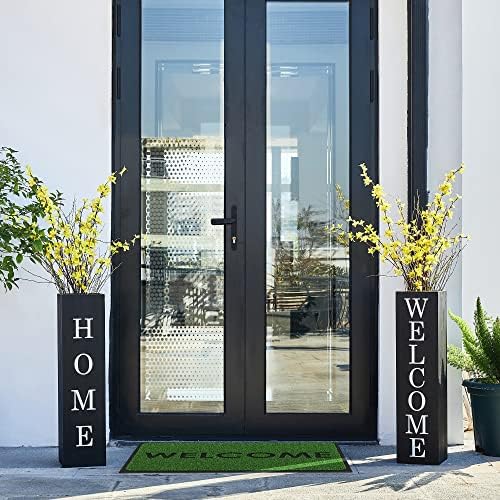 Glitzhome Set of 2 Wooden Welcome Porch Sign, Rustic Double Sided Box-shaped "WELCOME, HOME" Porch Sign for Front Porch Decor, Black, 30"H - Image 6