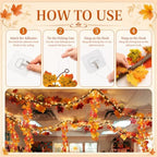 Bucherry 32 Pcs Fall Maple Leaves Garland 9.8ft Autumn Porch Door Ceiling - Image 3